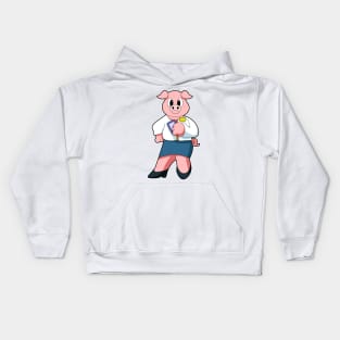 Pig as Secretary with Skirt Kids Hoodie